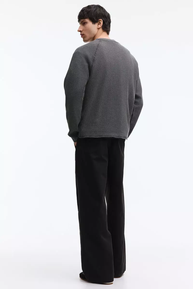 Regular Fit Long-sleeved waffled top