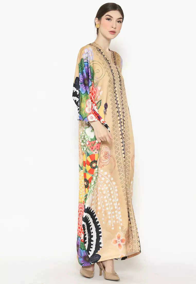 Kanzi Long Sleeve Monochrome Ethnic Kaftan