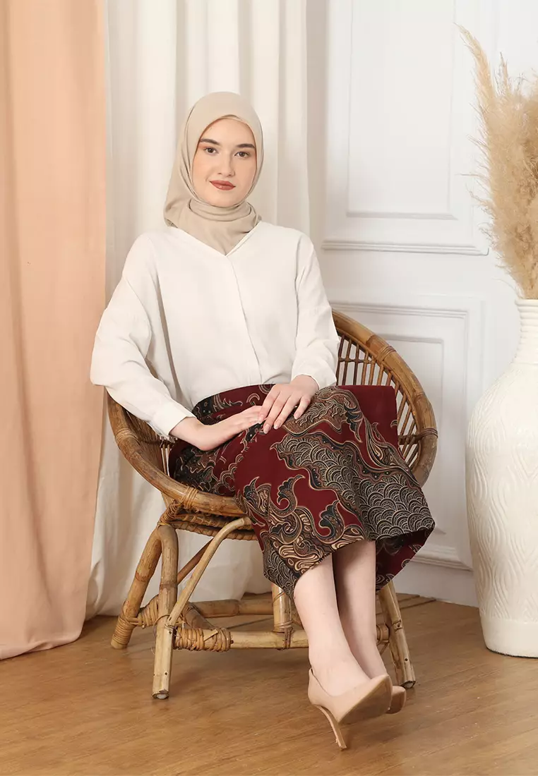 Enzy Batik Rok Batik Ganesha - Maroon