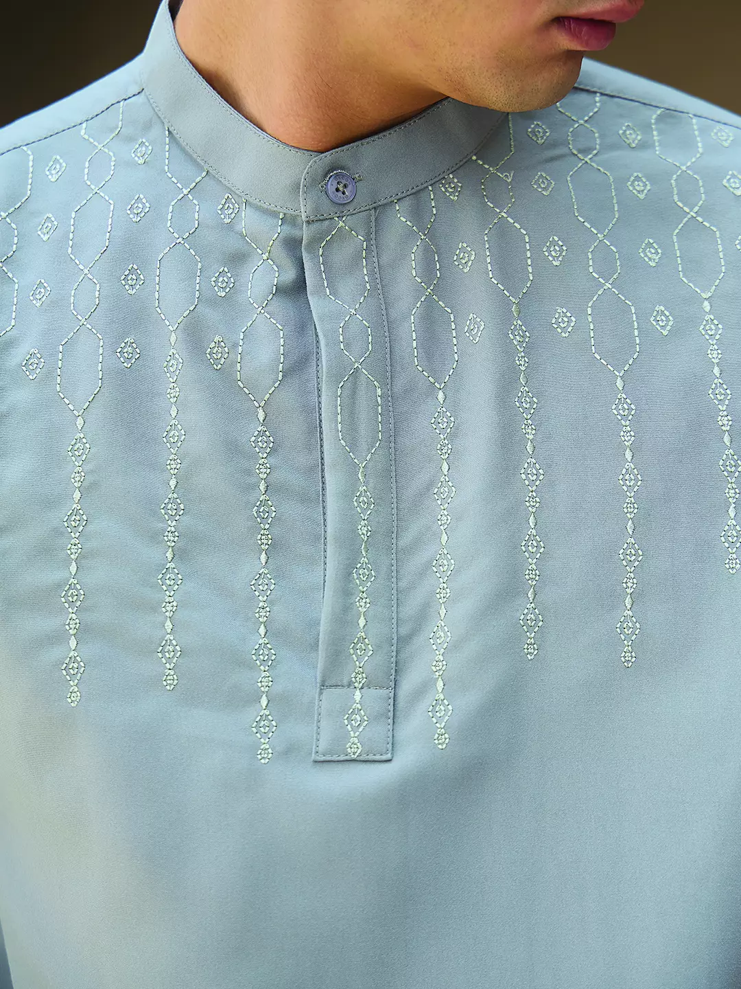 OXCON Kemeja koko Tangan Pendek Bordir Baiq Mid Grey