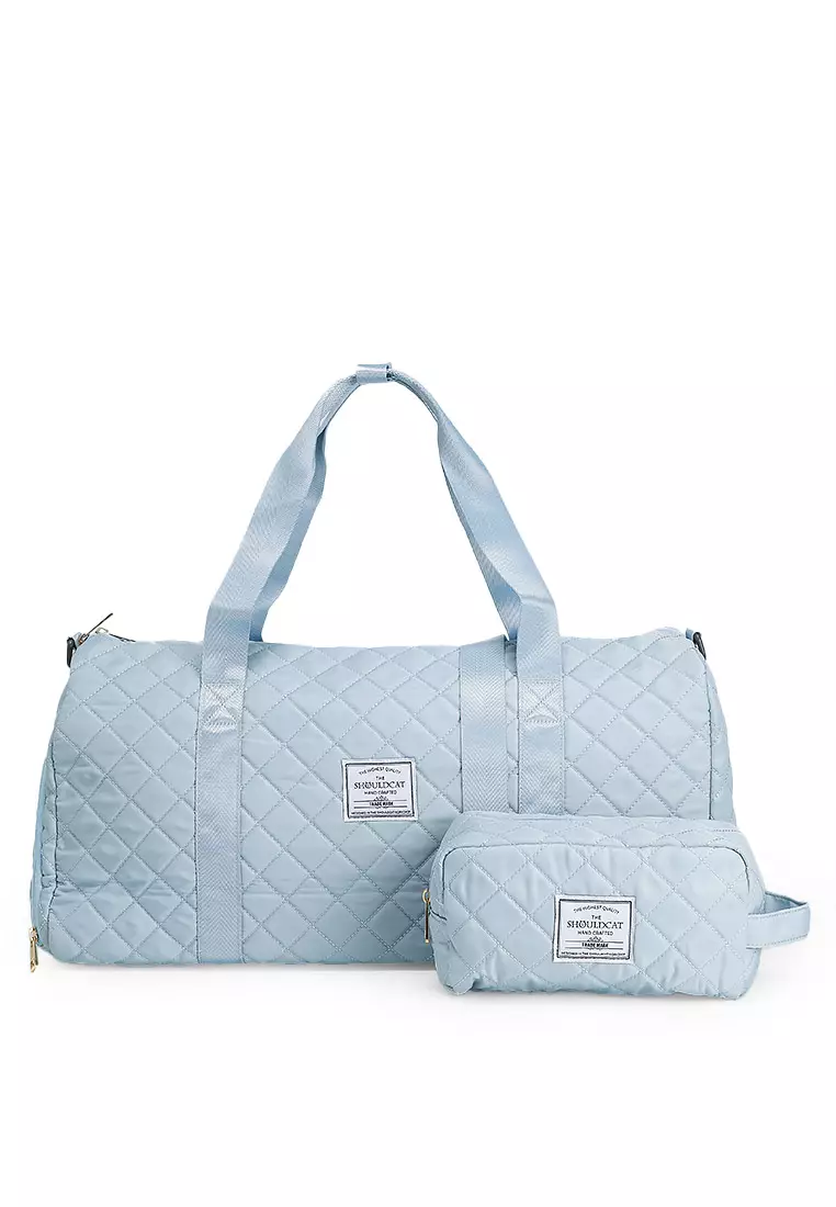 Quilted Travel Duffle Gym Bag with Pouch