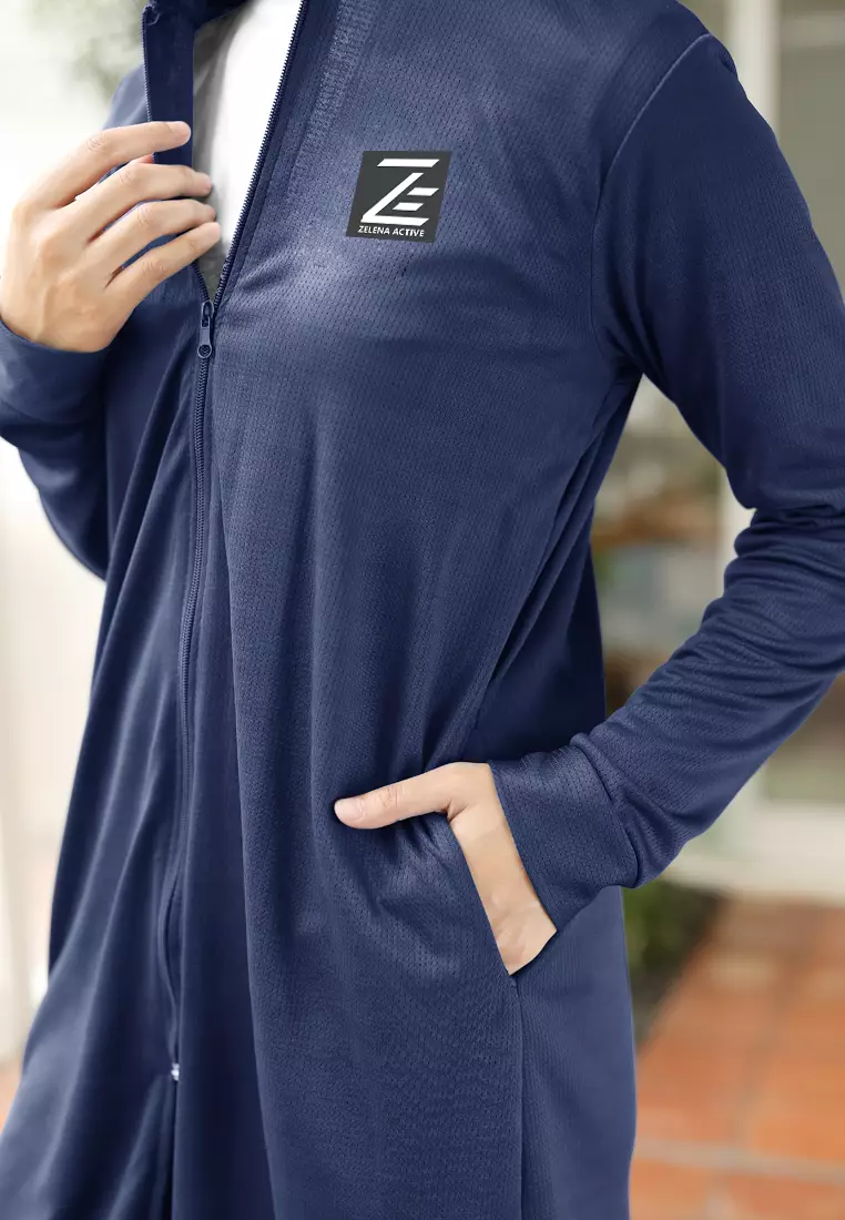 Zelena - Elle Tracksuit Hoodie Sport | Tunic Olahraga Lari Bersepeda - Navy