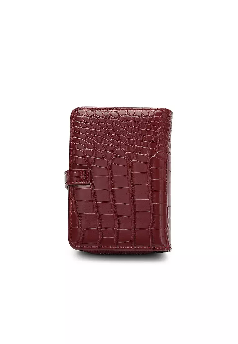 Women's Croc Wallet with Coin Compartment (短錢包) - 紅色