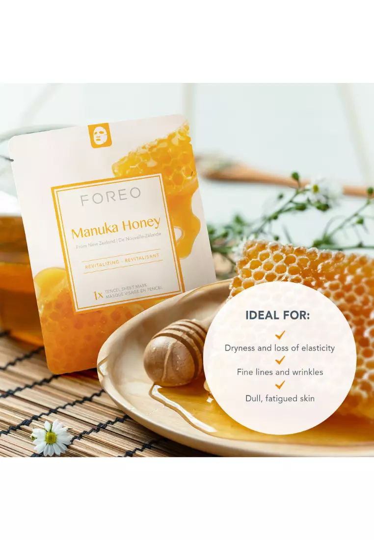 FOREO Sheet Mask Farm to Face Collection Facial Mask - Full Face Masks Packs | Beauty & Personal Care |For All Skin Types  | 3 pcs/pack | All Natural-Manuka Honey