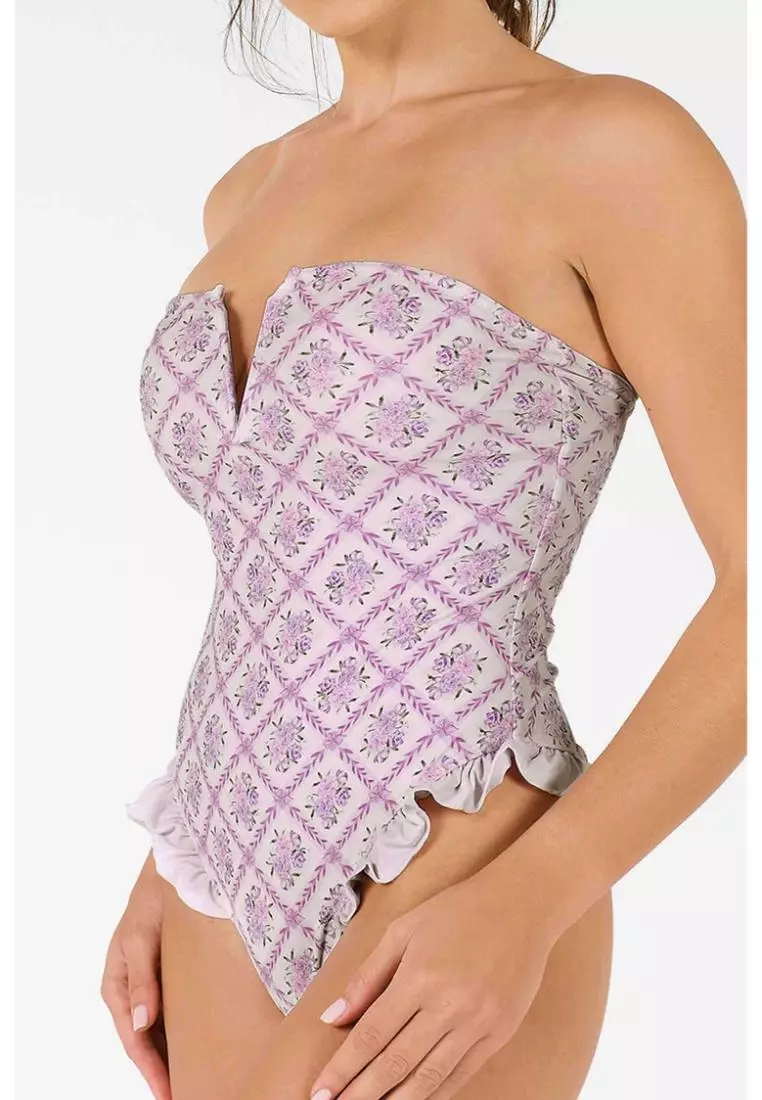 Lily Ruffled One Piece Swimsuit / Lavender Tea Final Sale