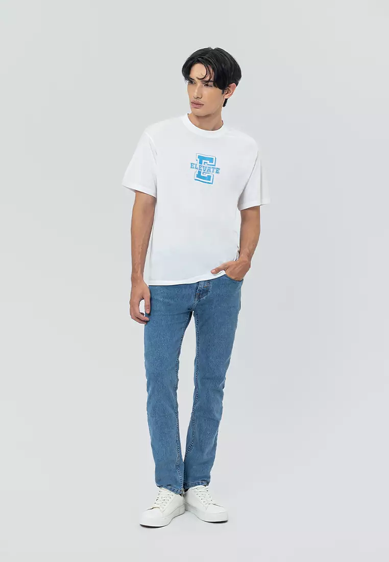 ELEVATE BRIGHT WHITE Kaos Pria Lengan Pendek SS - Top Man Graphic Tee