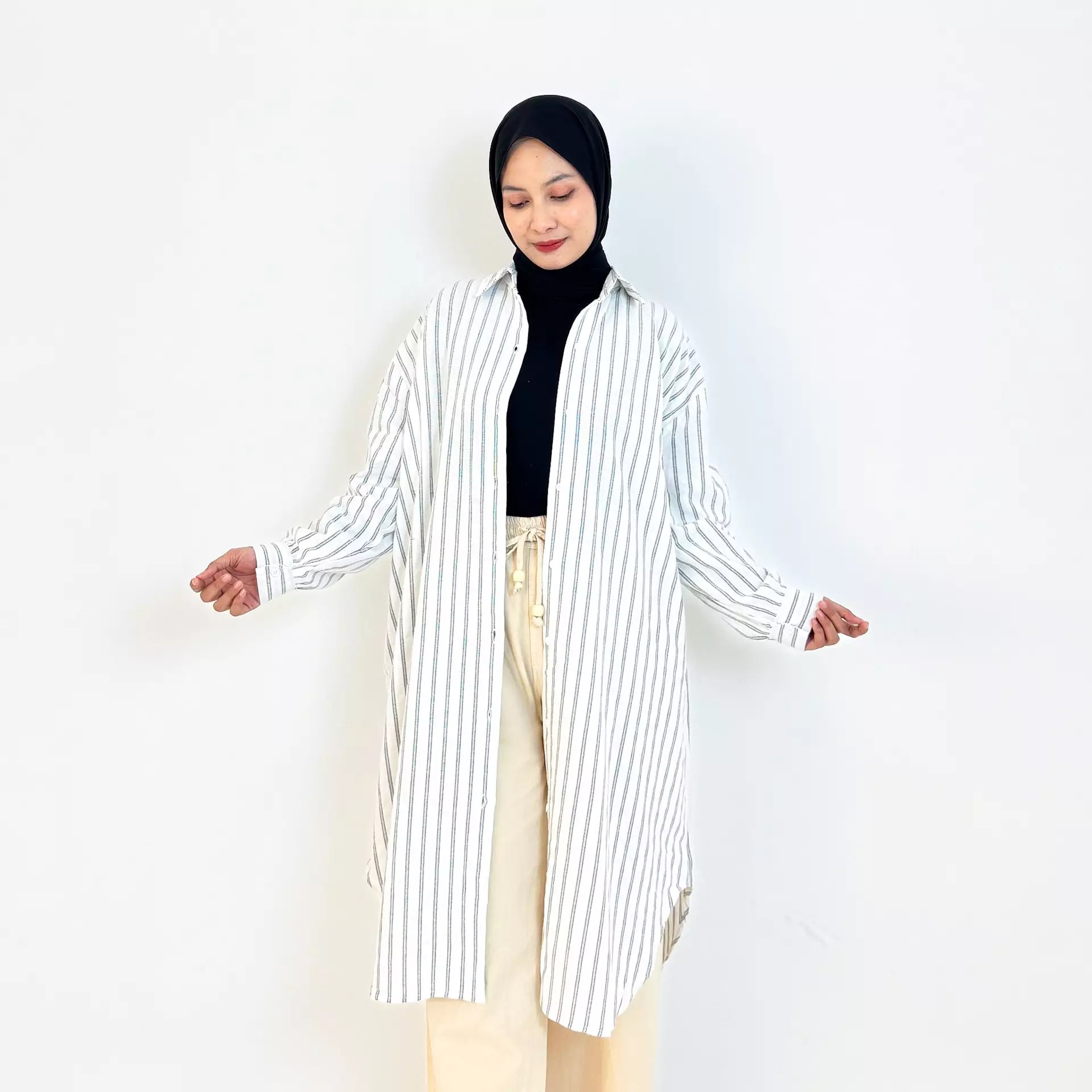 Nay Long Tunic (Kemeja Lengan Panjang Wanita) Putih