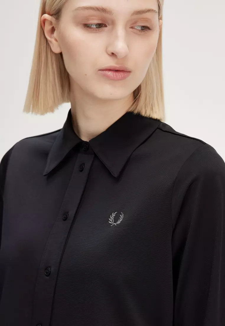 Fred Perry D817 Button-Through Shirt Dress (Black)