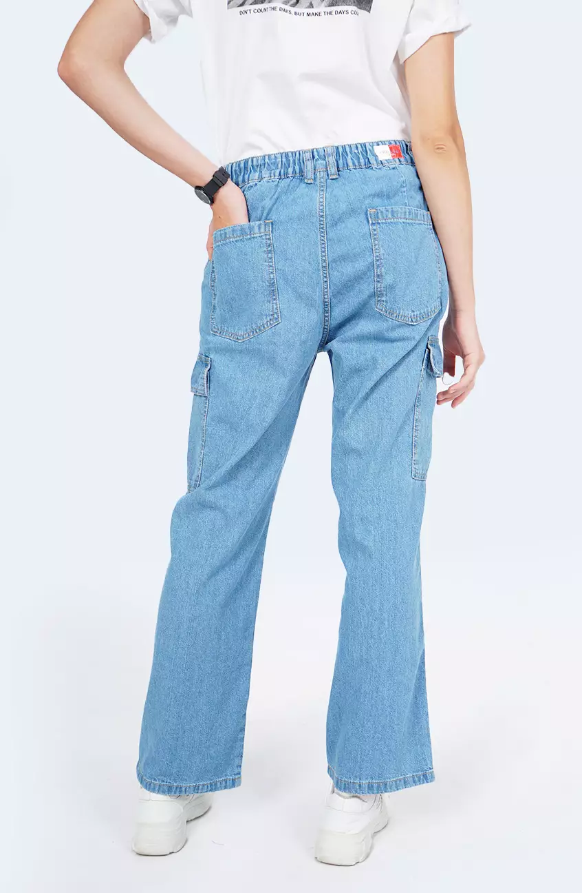 Celana Cargo Wanita Misha Medium Blue