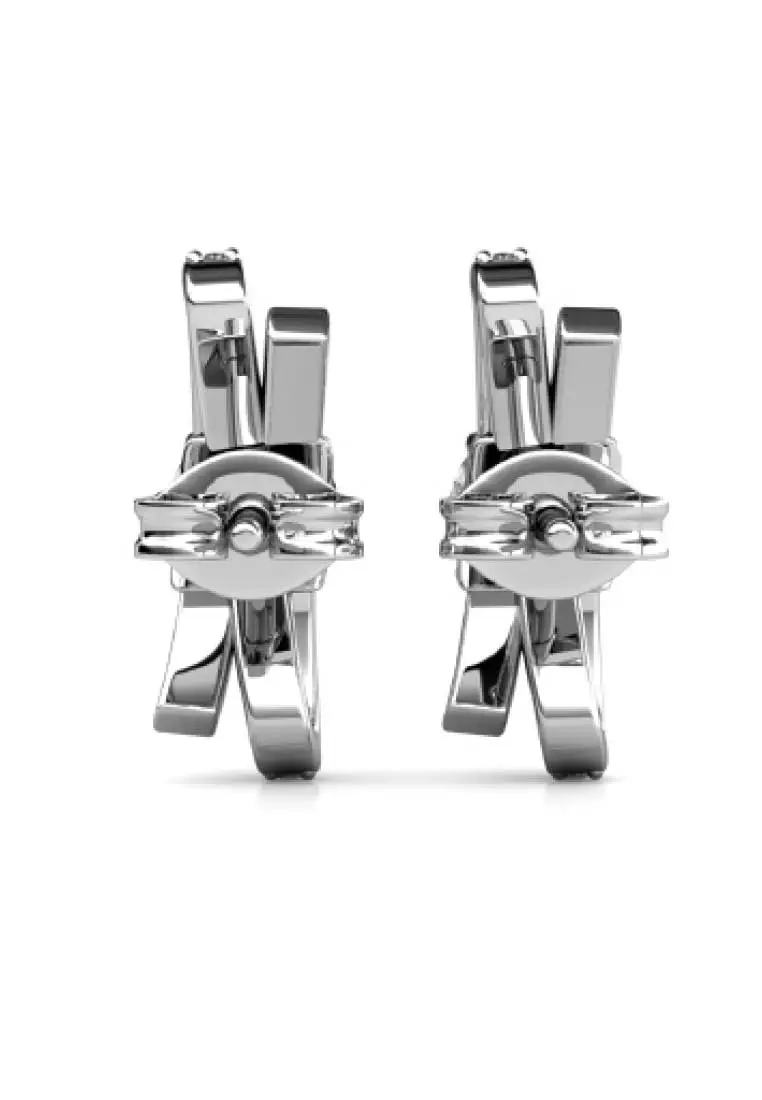 Crystaline Bow Earring White Gold - Anting Crystal by Her Jewellery
