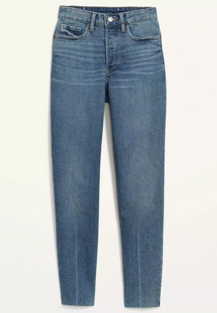 Womens High-Waisted Button-Fly O.G. Straight Cut-Off Jeans