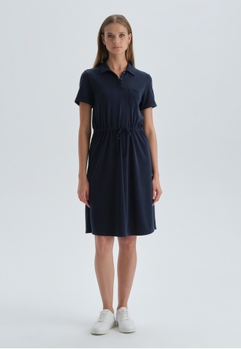 DAGİ blue Navy Blue Dress, Shirt Collar, Regular Fit, Short Sleeve Loungewear for Women CE08FAA4F7B811GS_1