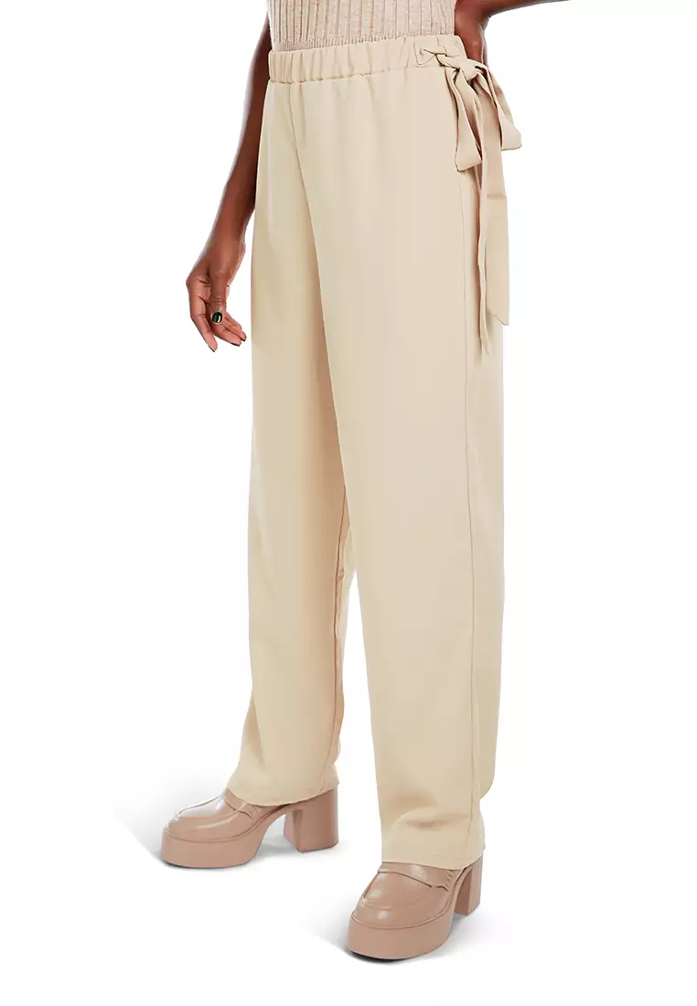 Khaki High Waist Comfy Elastic Pants