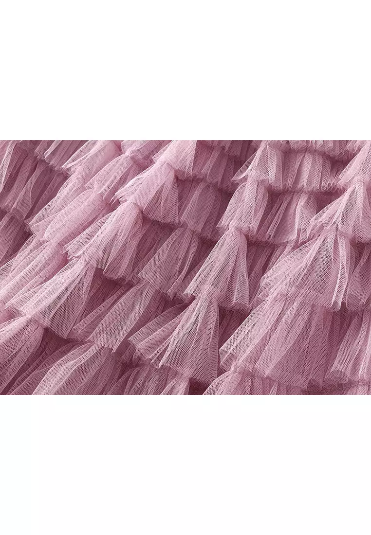 Spring/Summer Pleated Mesh Tiered Skirt AF2210