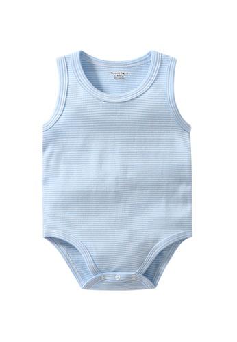 AKARANA BABY blue Sleeveless Bodysuit Baby Romper - Blue Stripe 30C4CKAB16292DGS_1