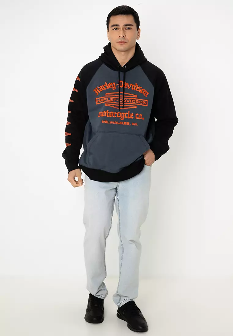 Harley-Davidson® Old English Stacked Bar & Shield Raglan Hoodie
