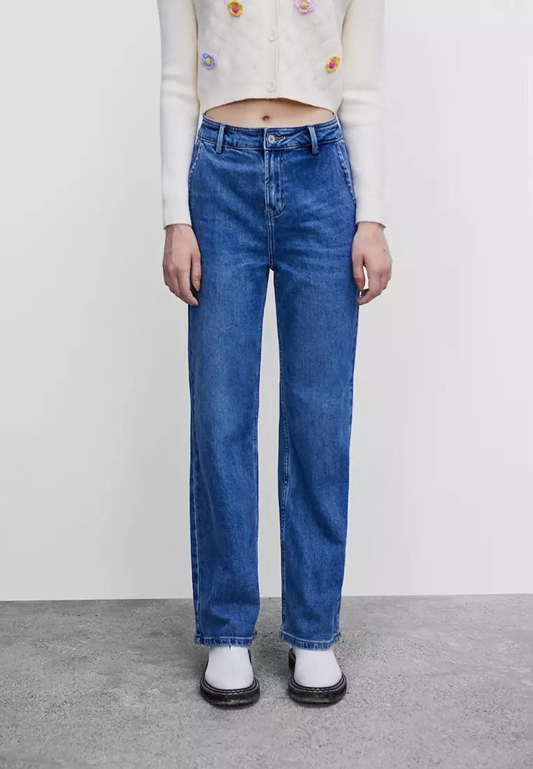 Buy Urban Revivo Mid Waist Wide Leg Jeans Online