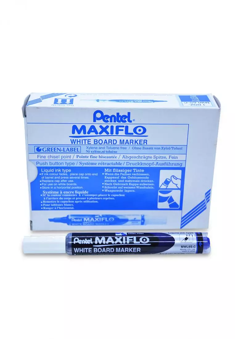 Pentel Maxiflo Whiteboard Marker Chisel Tip ( Pack of 3) - Black, Blue ,  Green