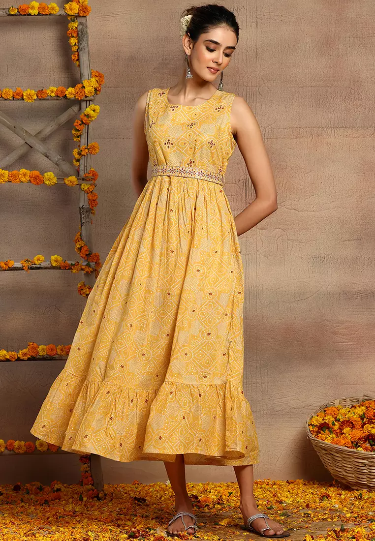 wrap dress cotton summer Women's Organic Wrap Midi Dress with Floral Midi Dress | Size:2X PLUS (20/22) Bsubseach