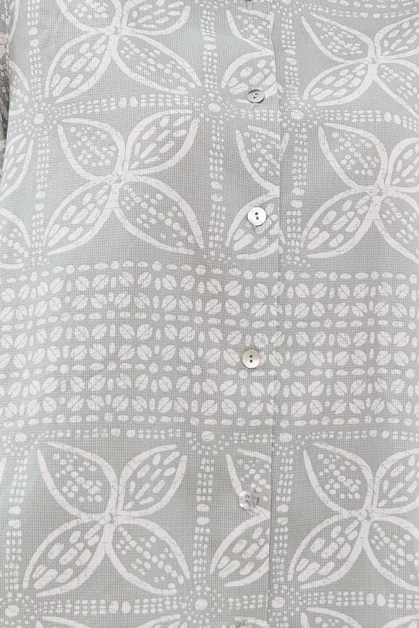 MINIMAL - Malya - Kemeja A Line Motif Kawung - Light Green