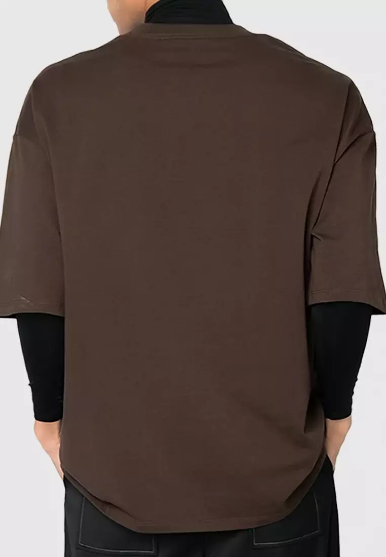 Embroidered T-Shirt in Brown