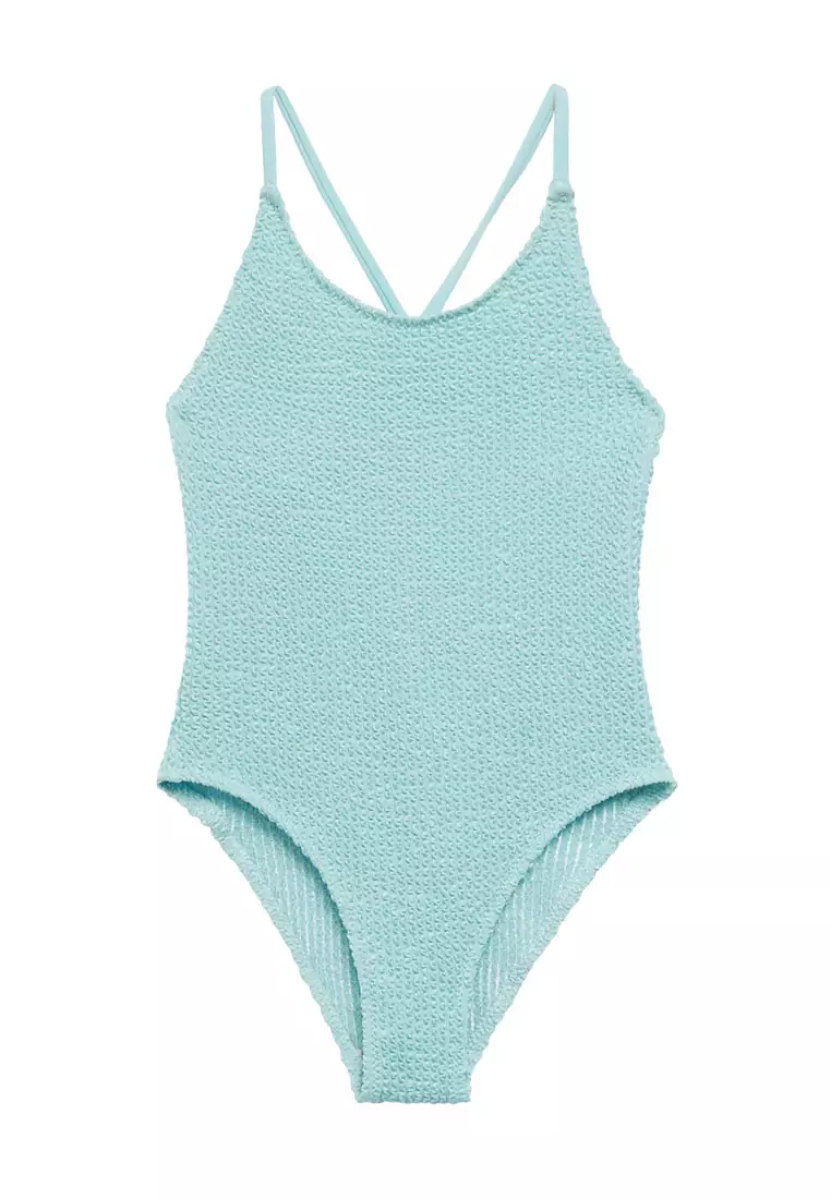 Wrap-Back Textured Swimsuit