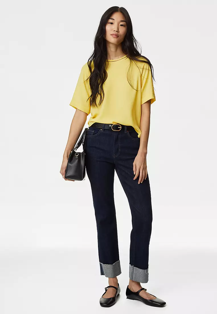 Textured Round Neck Blouse