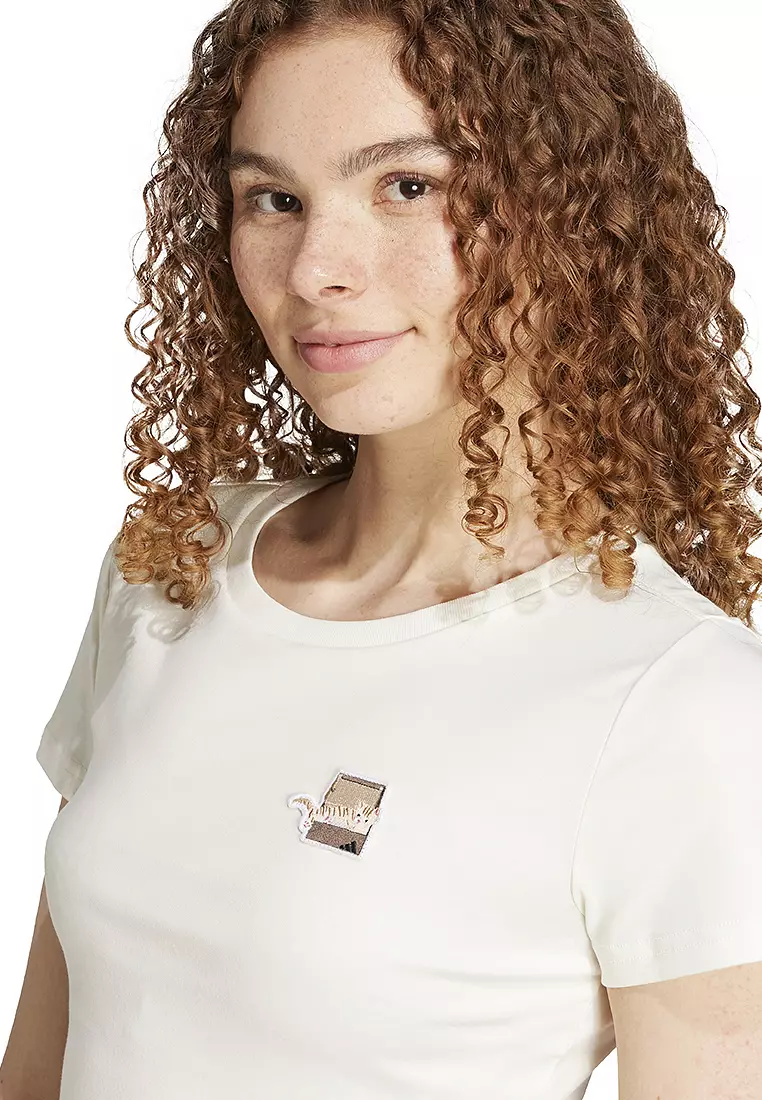 Cat Patch Cropped Graphic T-Shirt