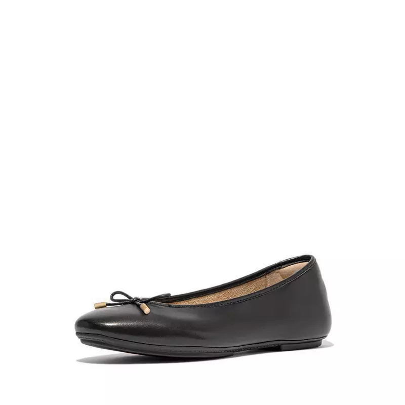 Fitflop Delicato Bow Soft Leather Ballet Flats - Black