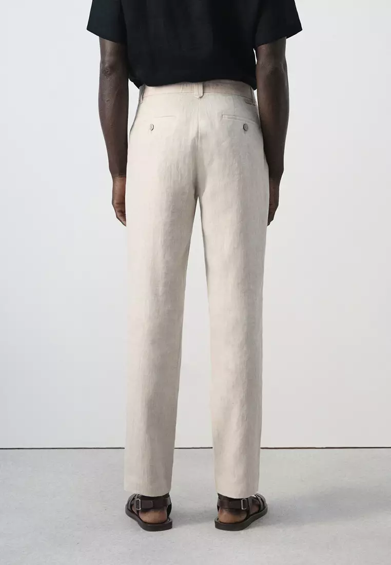 Slim-Fit 100% Linen Trousers