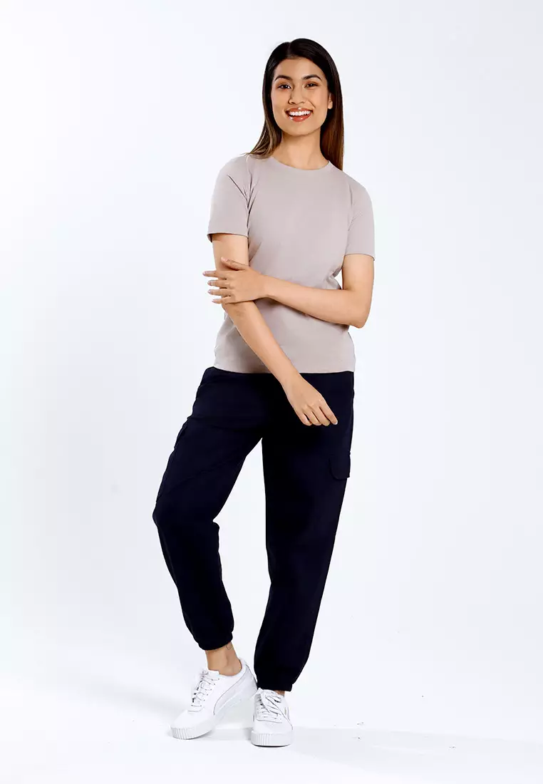 Forest Ladies 100% Cotton Round Neck Best Selling Soft Plain Tee Tshirt Women | Baju T Shirt Perempuan - 821857-05LtGrey