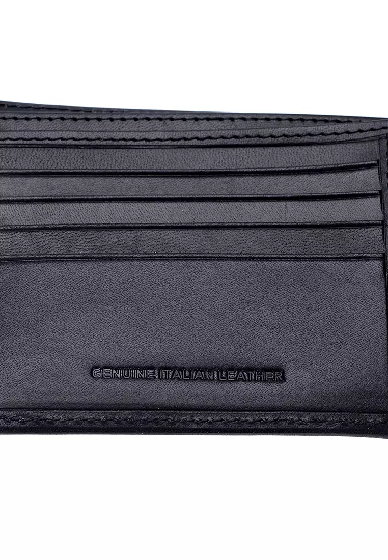ENZODESIGN Italian Leather Slim Bi-fold Wallet With 8 Card slots and Flip over I.D. Windows