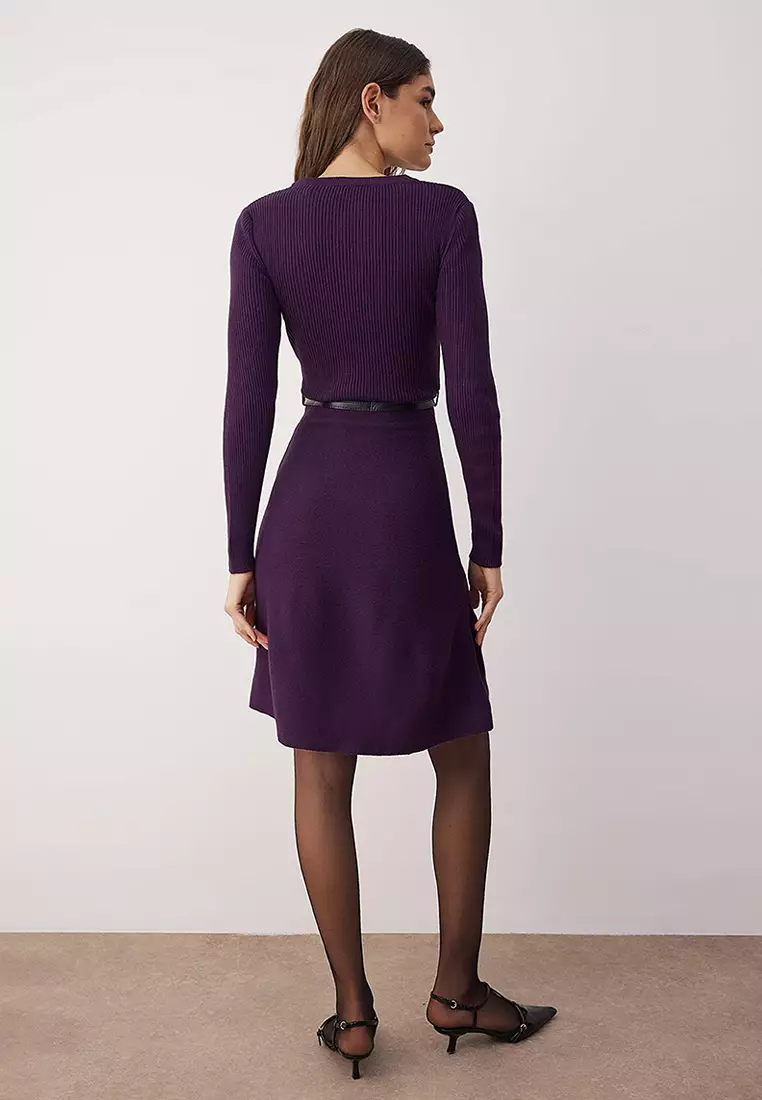 Trendyol Plum A-Line Mini Knit Belted Dress 2026 | Buy Trendyol Online |  ZALORA Hong Kong