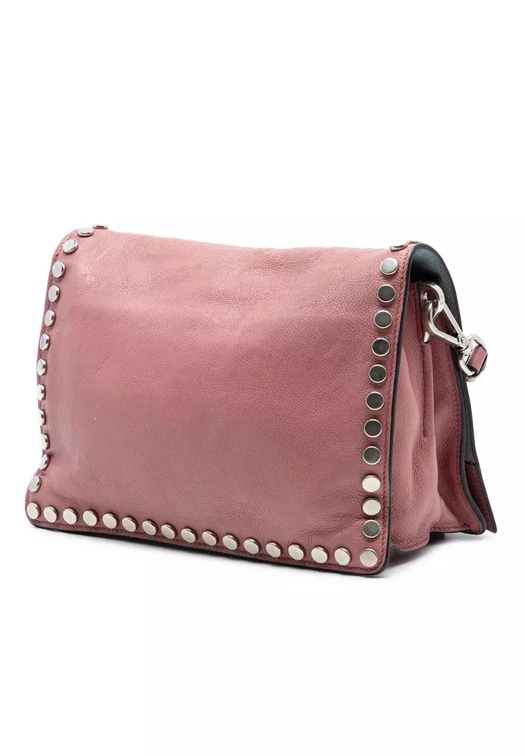 Pre-Loved Prada Glace Calfskin Studded Etiquette Flap
