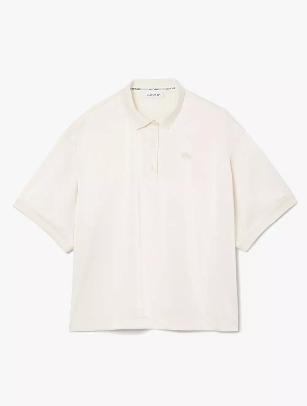 Oversized Silky Fluid Polo Shirt - Beige