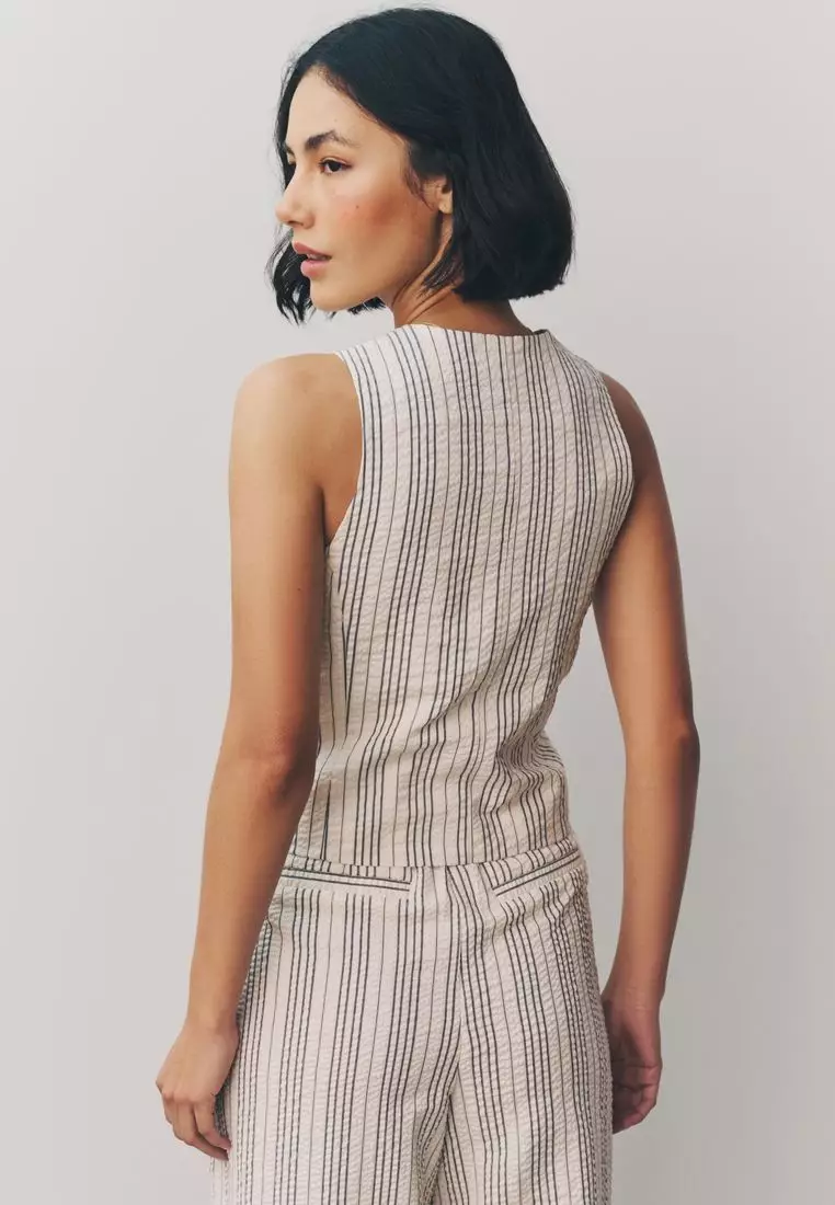 Striped Textured Waistcoat