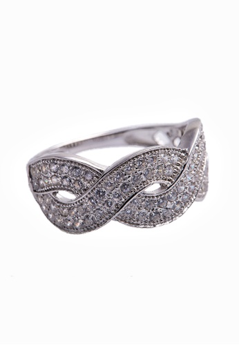 SHANTAL JEWELRY grey and white and silver Cubic Zirconia Silver Braided Cocktail Ring SH814AC93ETESG_1