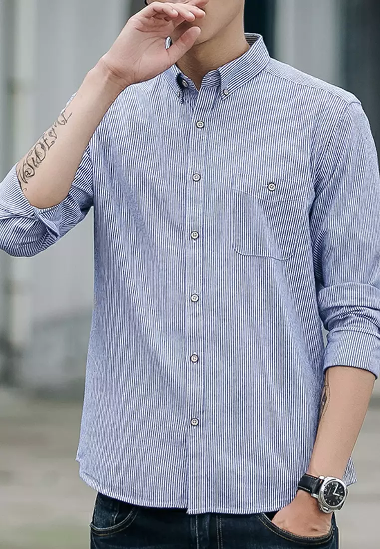 Square-neck Striped Shirt C1523