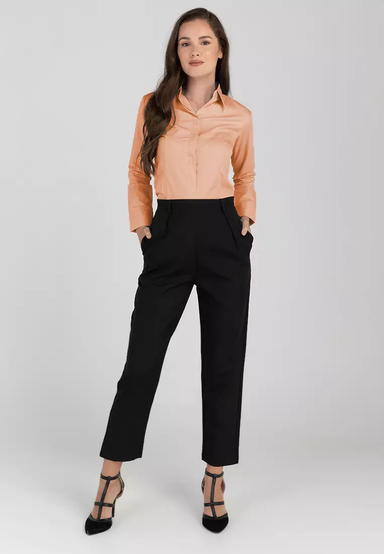 Della Long Sleeve Button Down Office Blouse