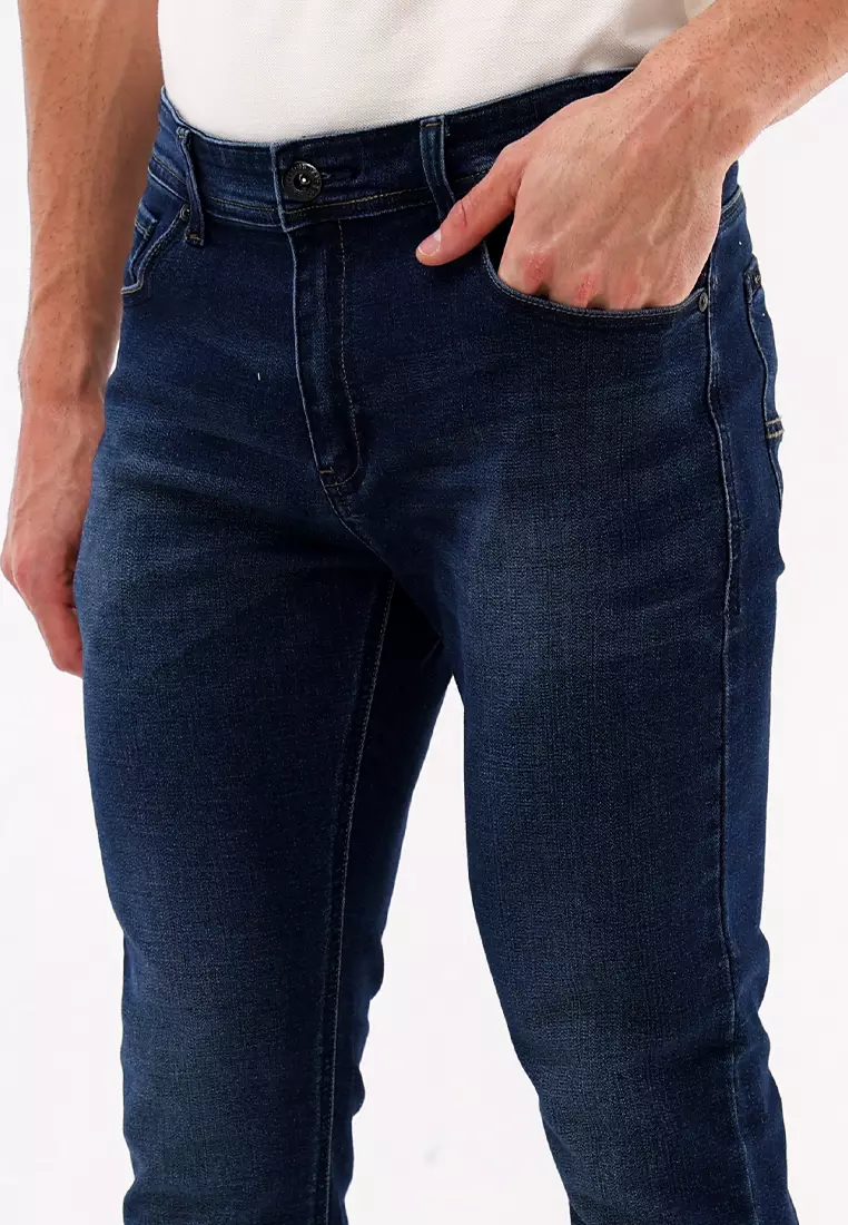 Denim Long Pants Tapered W/ Stretch