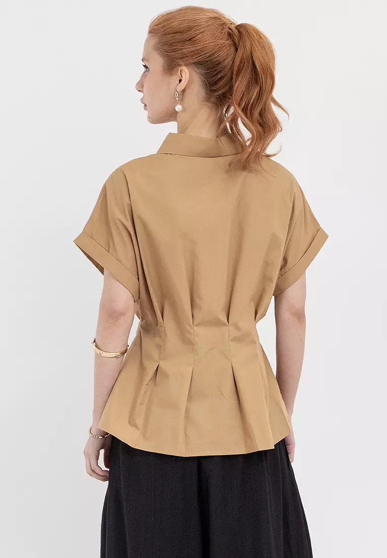 DIADA Belted Peplum Blouse