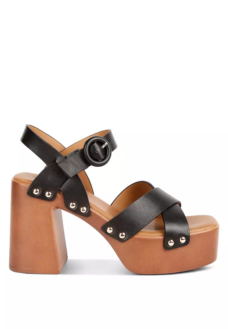 Discount on Rag & Co.  shoes - SKU: Black Cross Strap Embellished Heels