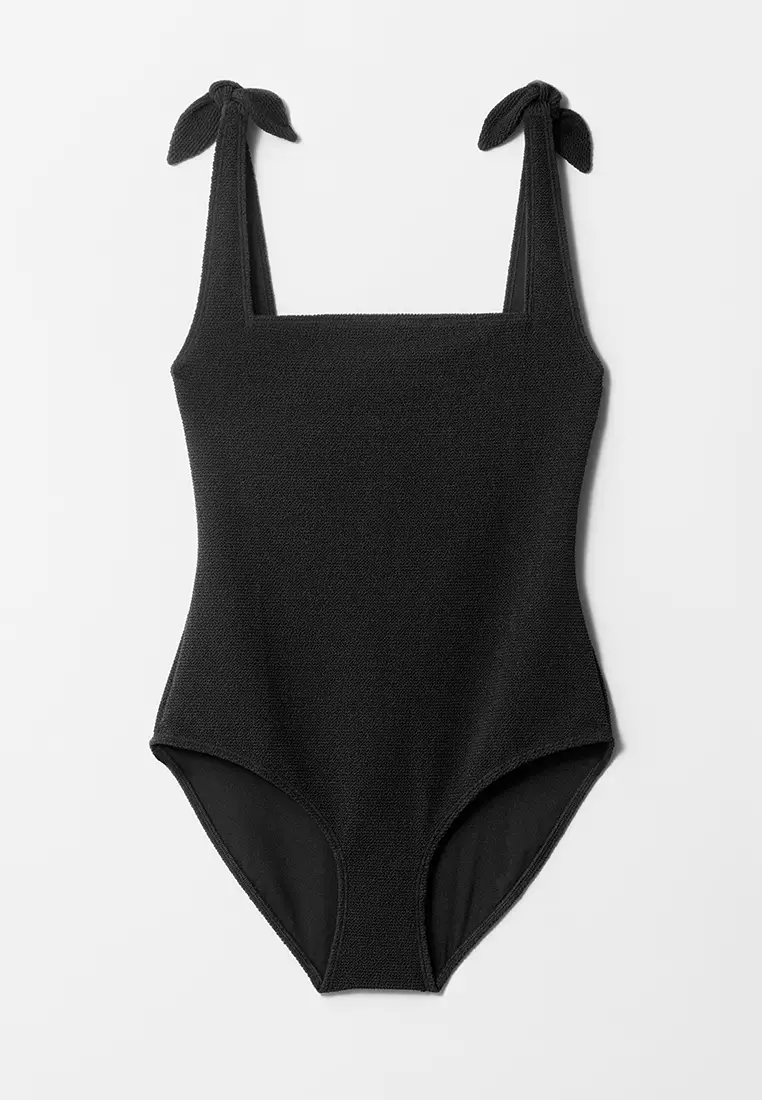 Textured Bow Tie Swimsuit