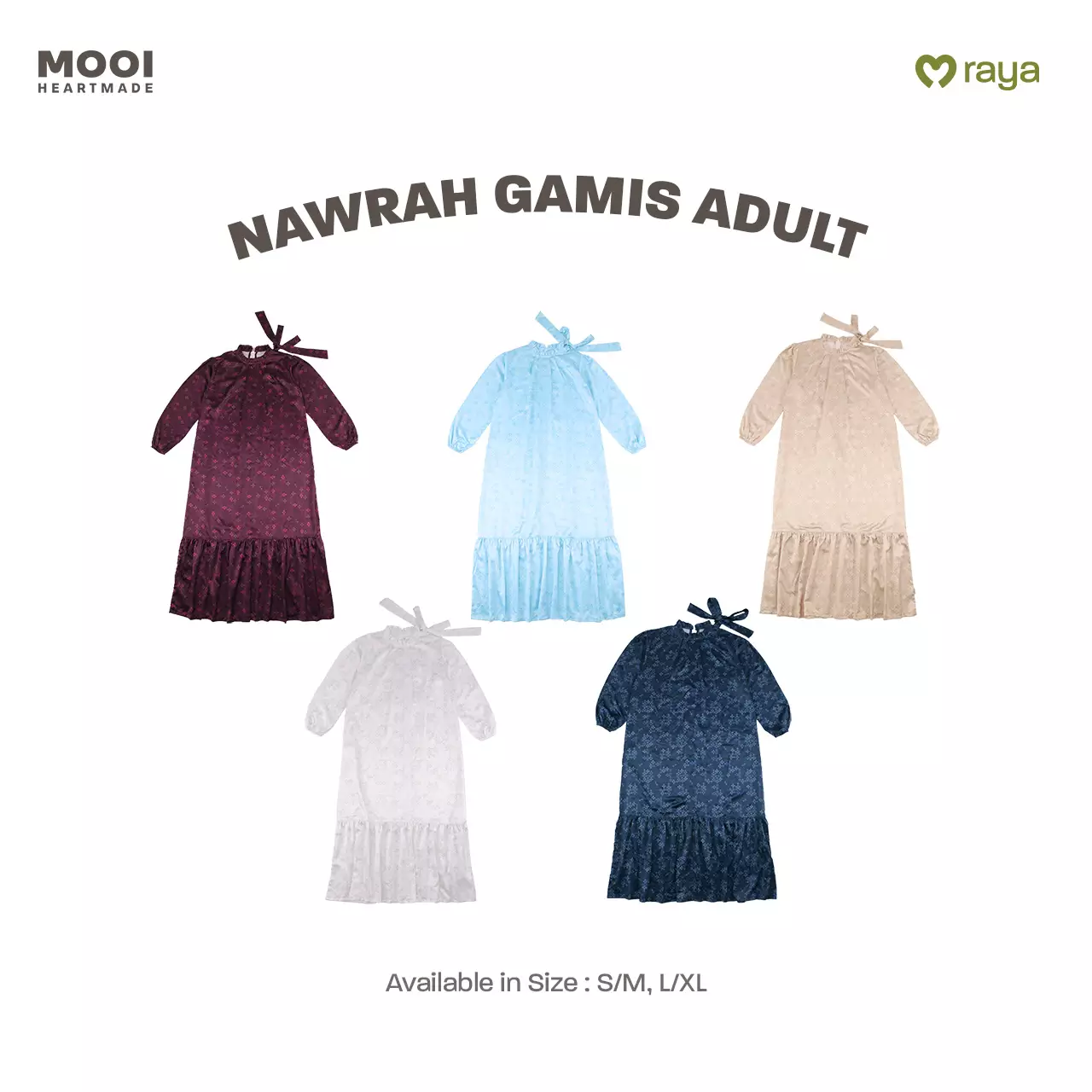 Mooi Dress Dewasa Raya Collection Nawrah Gamis Adult Nawasena Series - White
