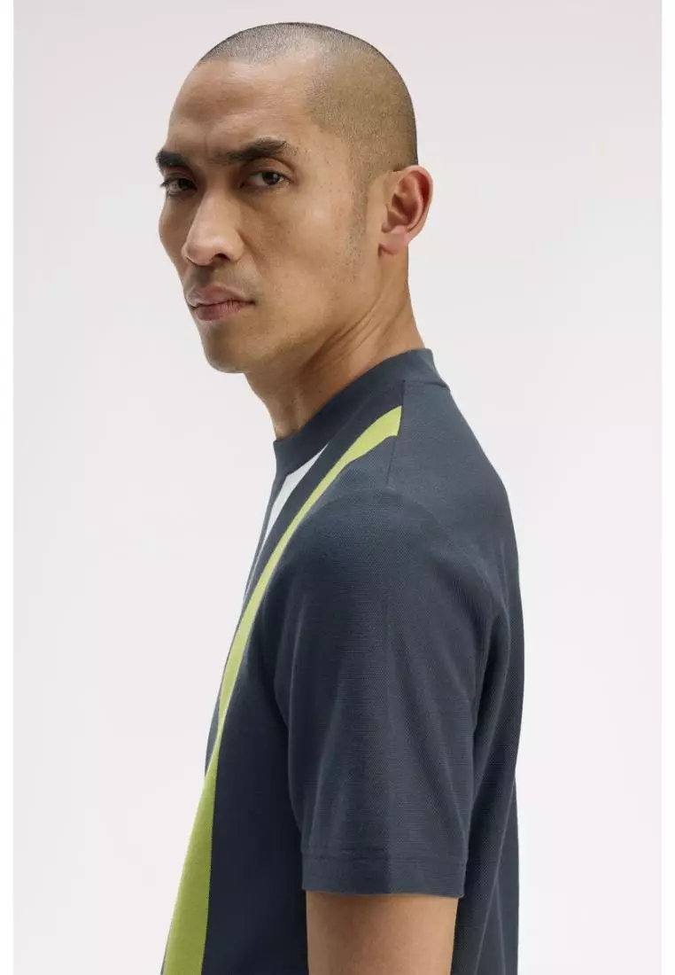 Fred Perry M1761 Vertical Stripe T-Shirt (Anchor Grey)