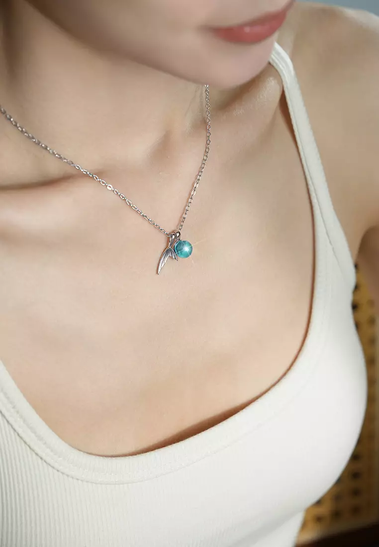Kalung Wanita Fashion Mermaid Tail Design Dilapisi Platinum Anti Pudar Kalung Cewek
