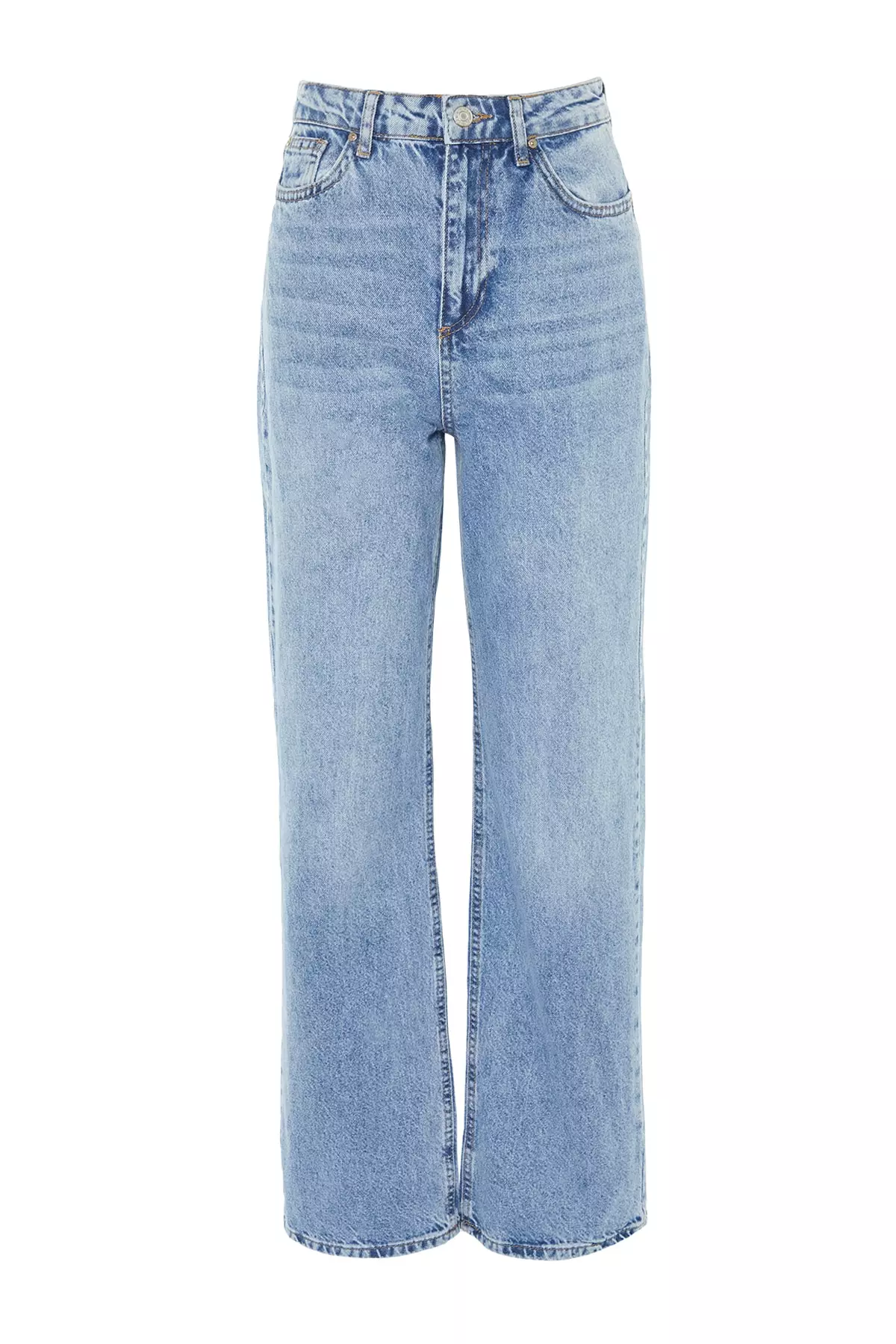 High Waist Long Straight Jeans