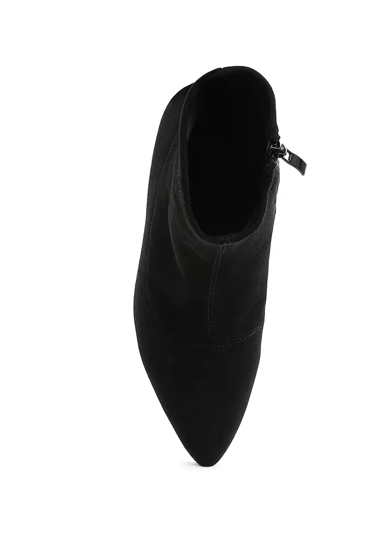 Microfiber Wedge Sock Boots in Black