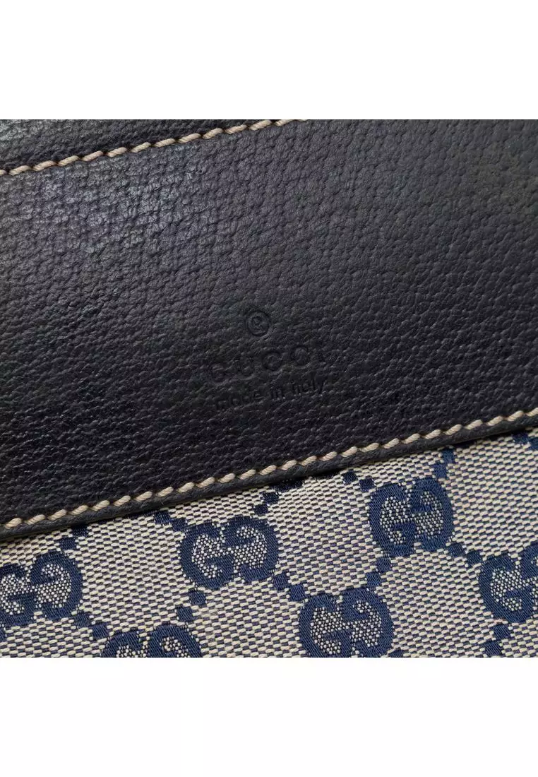 Pre-Loved Gucci Gg Canvas Web Double Pocket Belt Bag
