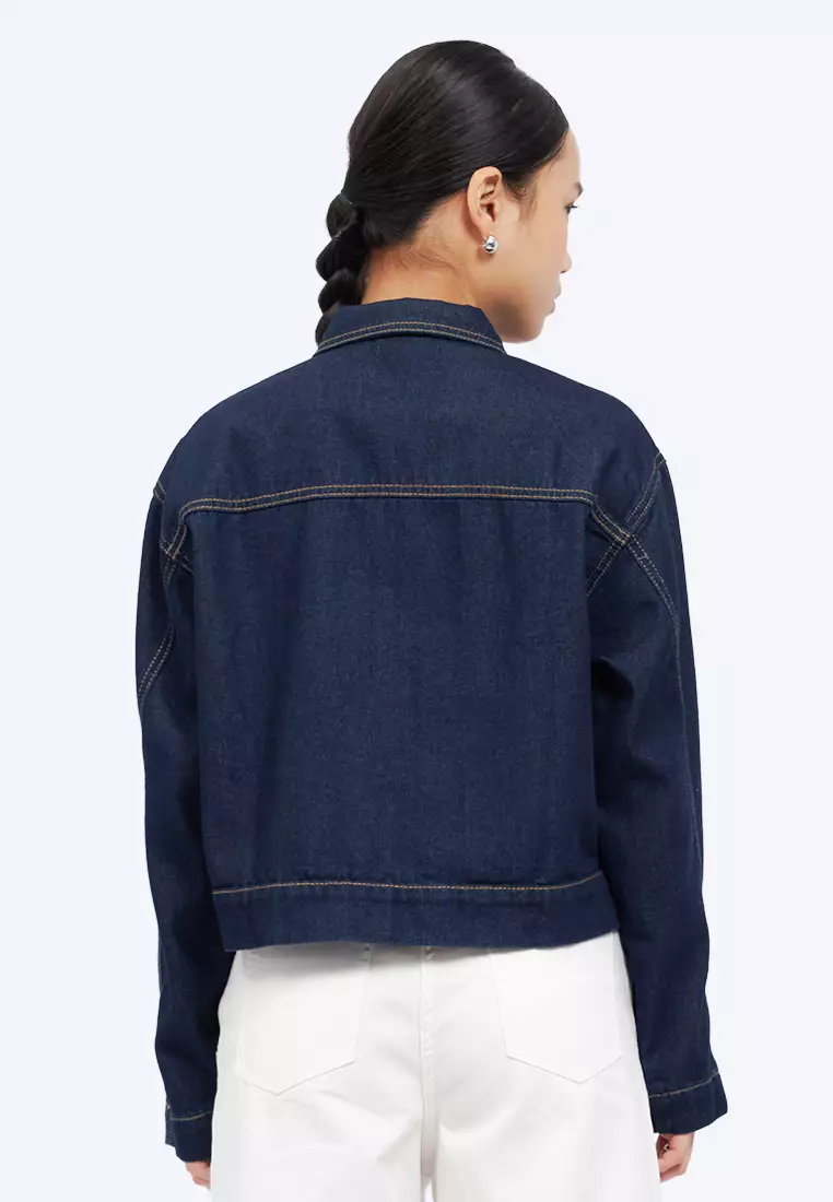 Double Pocket Zip Up Denim Jacket